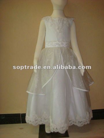 Pretty White Flower Girl Tulle Dress