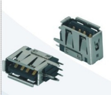 USB A receptacle angle upright extra short body