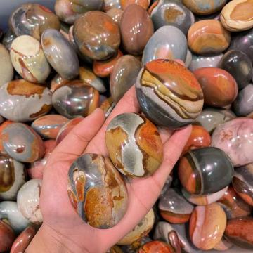 Wholesale Polished Healing Crystals: Polychrome Palm Stone Gemstone Natural Ocean Jasper