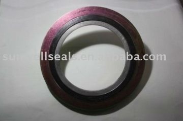 Spiral wound gasket with inner and outer rings