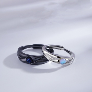 Angel And Devil Couple Black And White Rings