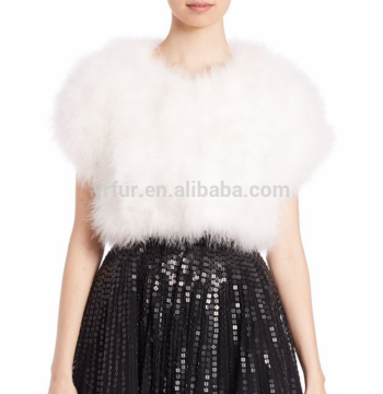 YR219 Short Sleeve Turkey Feather Fur Shrug/Plush Shrug for Bridal