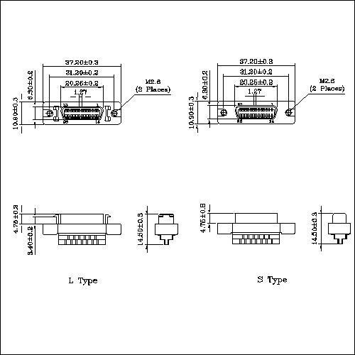 1.27mm Series 26P Cable Receptacle Connector Solder Molded Ribbon Type HPCNS-26FL33