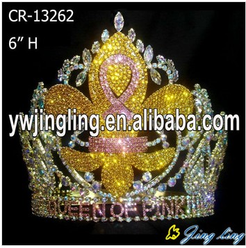 Custom Yellow Rhinestone silver plated flower king crowns