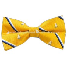 Yellow color 100% silk woven bowtie