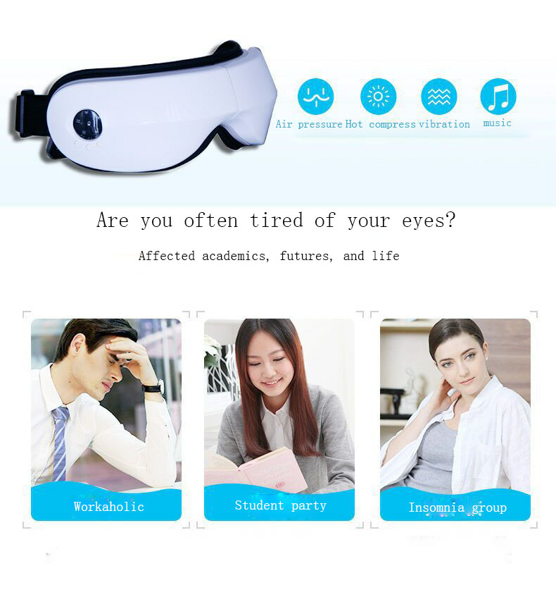 2019 NEW Multifrequency Vibration Wireless Eye Care Massager with Heat Compression