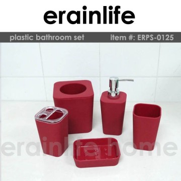 cheap red plastic bathroom accessories set/bathroom set