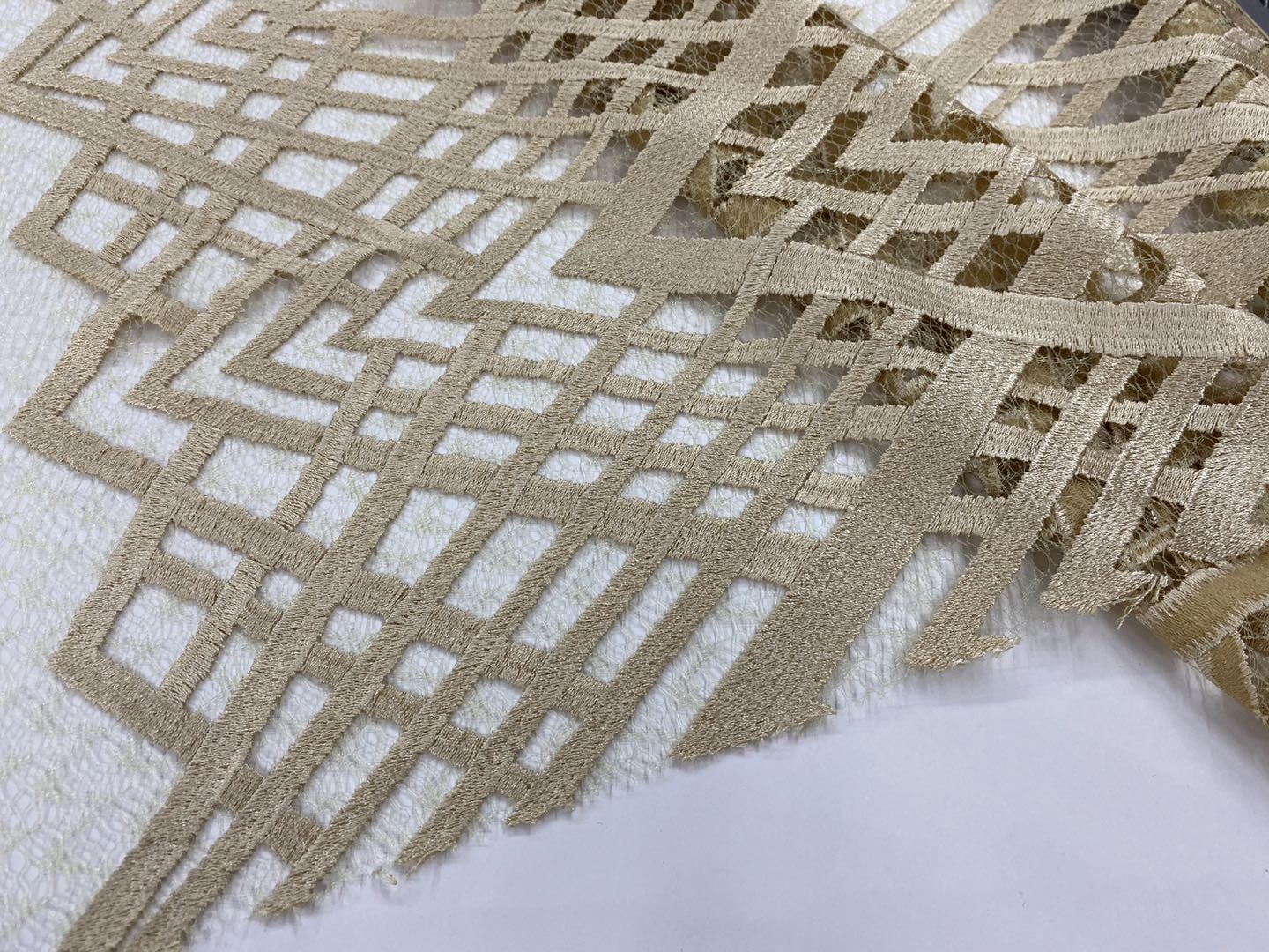 Two-Dimensional Space Pattern Beige Embroidery Fabric 