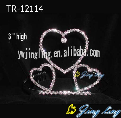 Wholesale Fashion Cheap Crystal Heart Pageant Crown