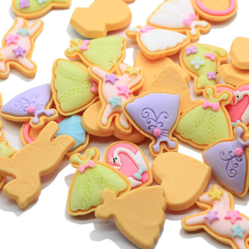 Resin Heart Horse Dress Biscuit Bread Food Flatback Cookies Flat Back Cabochon Kawaii DIY Craft Decoration Miniature