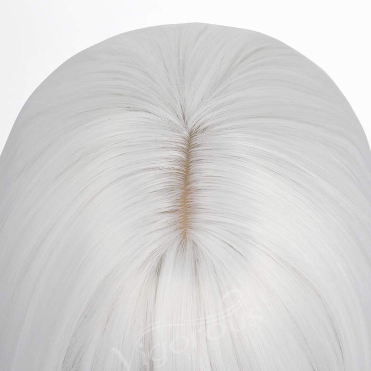 White Synthetic none Lace Front Wig Women's Short Straight Bob Wigs With Neat Tidy Bangs High Temperature Fiber Middle Part