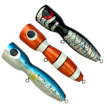 120g 190mm Wooden Popper Lures - Handmade GT Tuna Deep Sea Fishing Lures