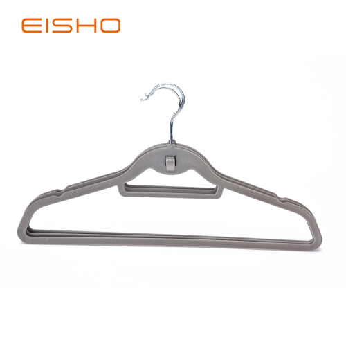 Grey Velvet Coat Hanger With Hook And Bar