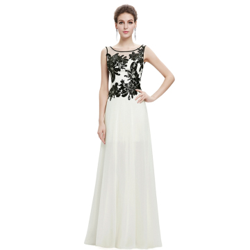 Elegant fashion women clothes long dress chiffon new style embroidered floral evening dresses