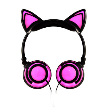 Auriculares con orejas de gato brillantes y suaves para la piel