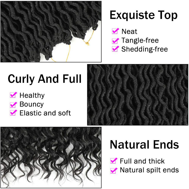Goddess Locs Crochet Hair Extensions Solid And Ombre Color Curly Faux Locks Hair 18inch Synthetic Fiber Goddess Locs