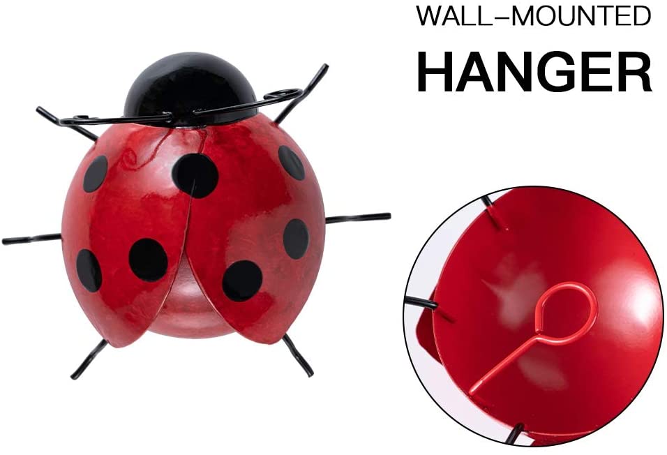 Metal Ladybugs Sculptures Wall Decor