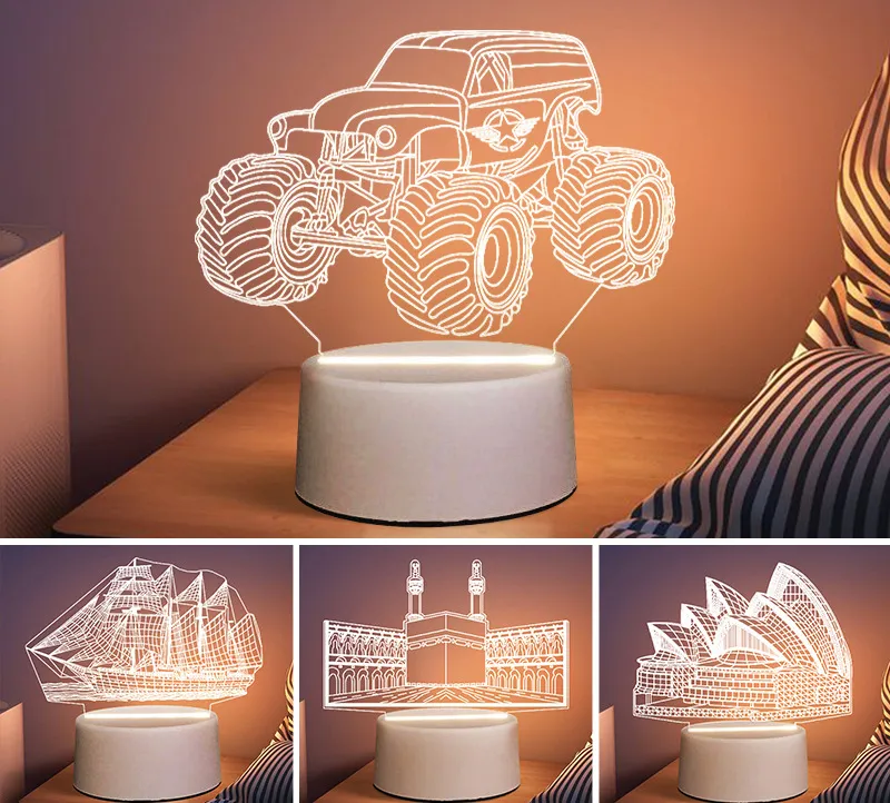 3D Graduation Night Light - Creative Luminous Acrylic Lamp