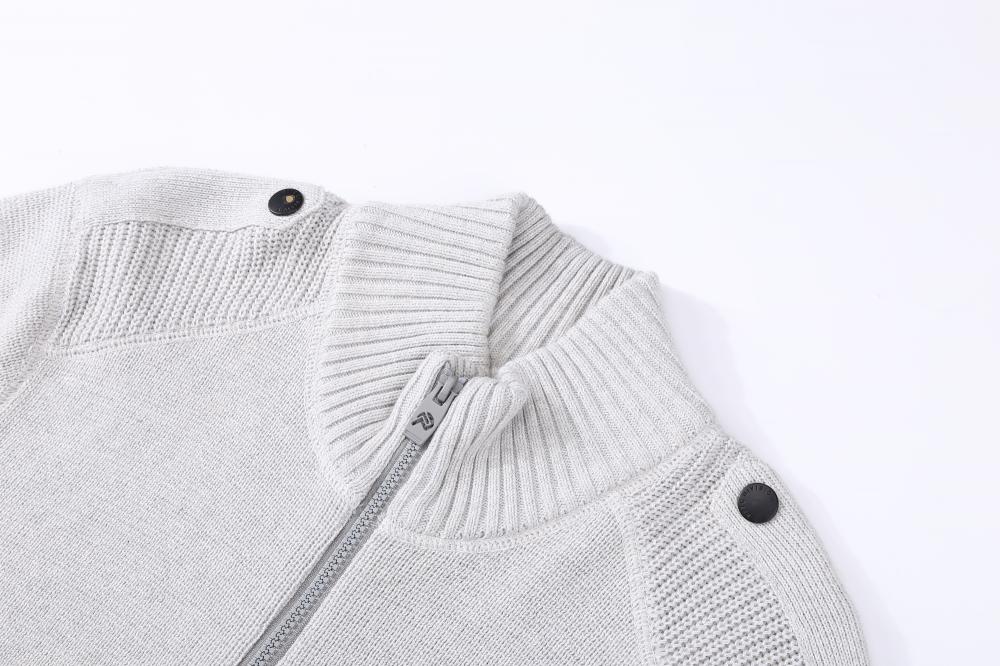 Stickad cardigan med full dragkedja i textil, herr