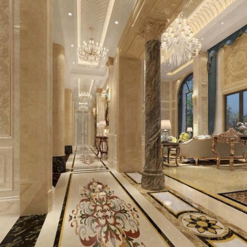 Foyer medallion marble floor pattern