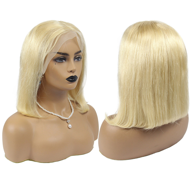 wholesale price blonde bob wig 100%human hair, pre plucked 100% human hair  613 color bob lace wigs,13*4 lace frontal hair wigs