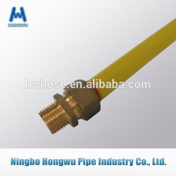 Stainless steel gas heater hose,yellow PVC coated