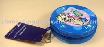 Round Zipper Tin Box,decorative tin boxes