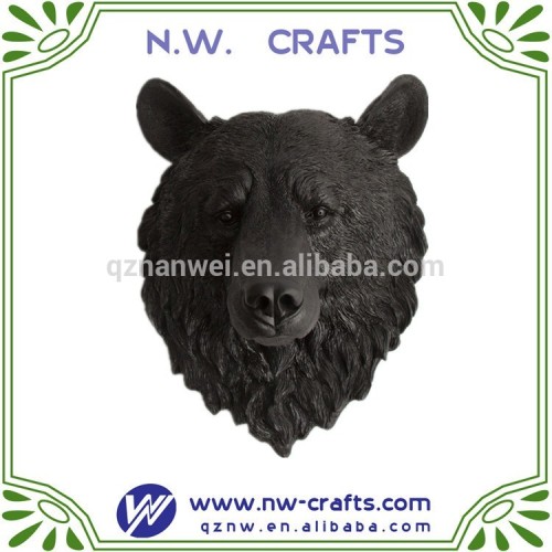 Resin black bear head wall decor home hanging decoration