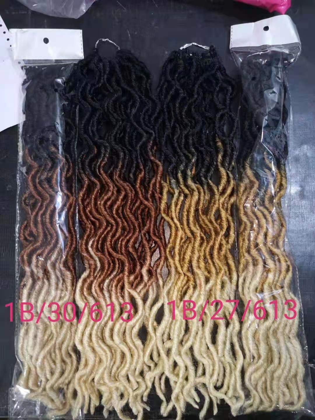 Hot sell 18 inch 24 stands 100g synthetic ombre dreadlock hair braids  curly Africa twist goddess faux locs gypsy locs hair