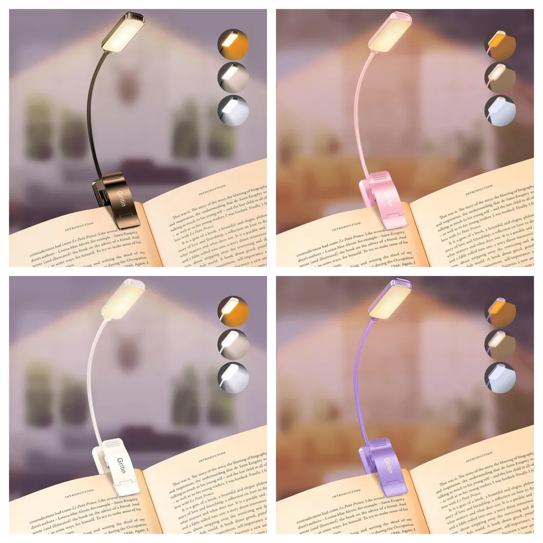 Rechargeable Book Light with Eye Caring 3 Color Temperatures and Stepless Dimming