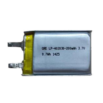 Nhỏ rechargeable lithium ion polymer pin 3.7V 200mAh