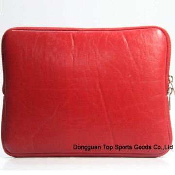 Waterproof Soft Red Leather Laptop Sleeves