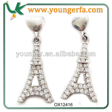 Silver Plated Factory Price Alloy Paris Eiffel Tower Earrings