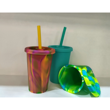 Custom Silicone Tumbler Cup with Lid and Straw