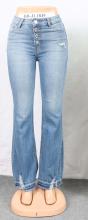 High Waisted Four-Button Washed Bootcut Jeans