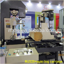 MJ328 Vertical band saw cuts wood