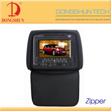 Car headrest 7 inch dvd with zipper cover