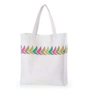 White Simple Cotton Tote Bags / Customized Shopping Bags / Fancy Cotton Carrier Bags