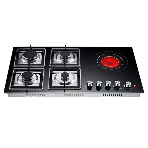 built-in 5 burner gas hob cooker with induction