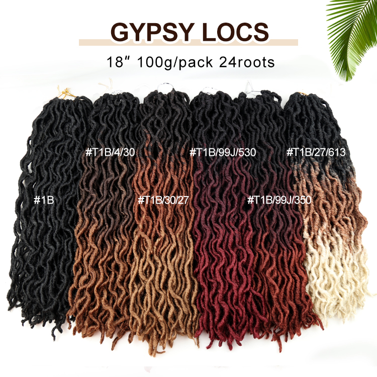 Julianna 18 36 Inch Straight Realistic Gypsy Faux Locs Crochet Hair Chemical Fiber Synthetic Wave Gypsy Locs Hair Extension