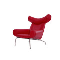 Нусхаи Кафедраи Ҳонг Вегнер Red Leather OX Lounge