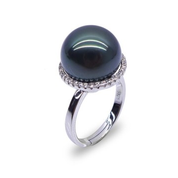Sterling Silver Tahitian Pearl Moti Ring