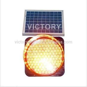 Yellow solar flashing warning light