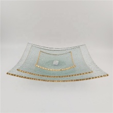 9 inch Square Gold Rim Glass Charger Plates