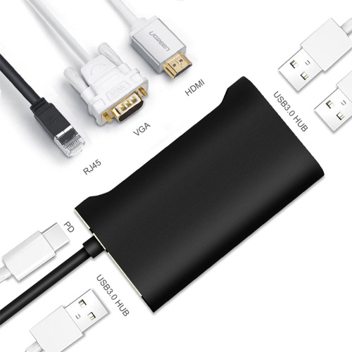 HUB USB 7-W-1 Type-C DO HDMI / 3USB3.0 / PD / VGA / LAN Do laptopa