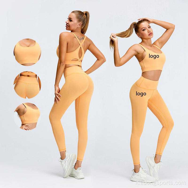 Summer Top Quality Yoga Suit Yoga Personalizzato Yoga Legging Set di Legging Workout Sportswear Yoga Outfit Donne Set