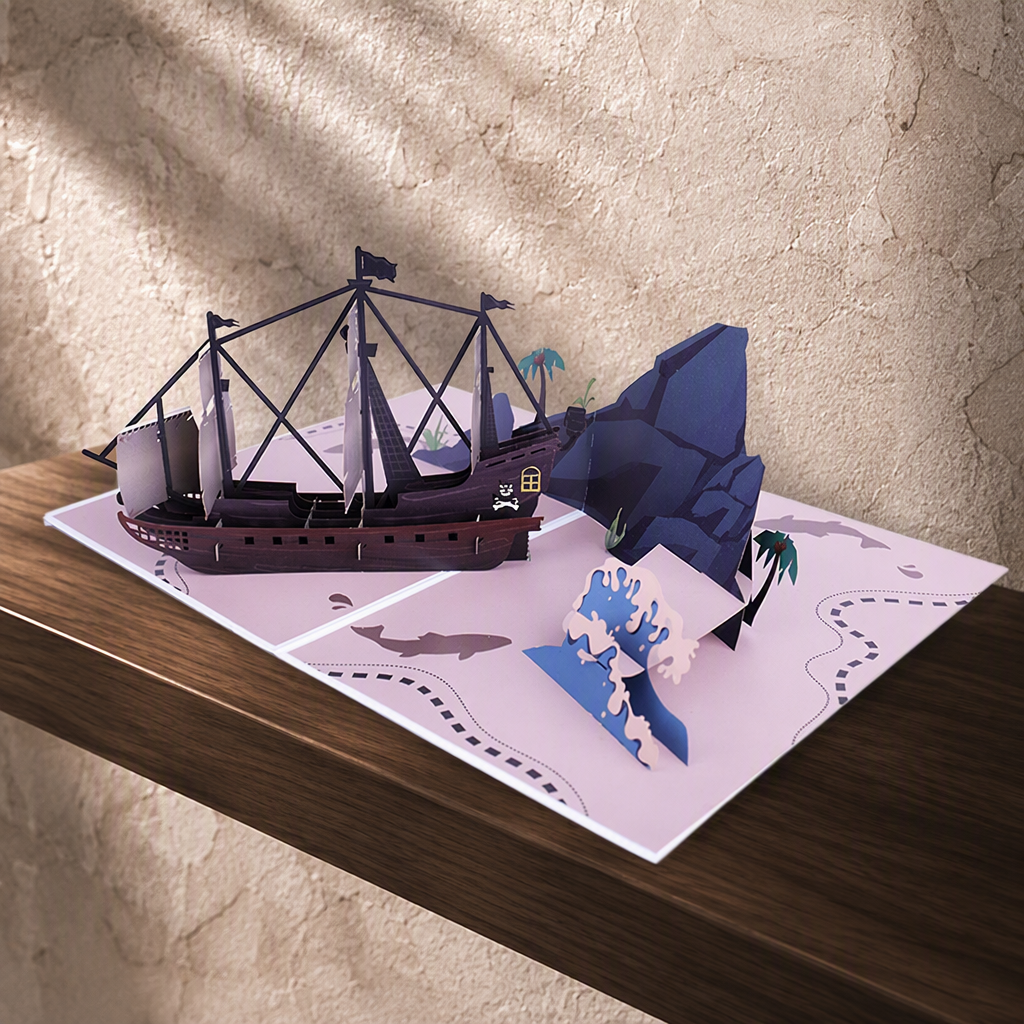 elegante espositore da scaffale con nave pirata pirate-ship-elegant-shelf-display
