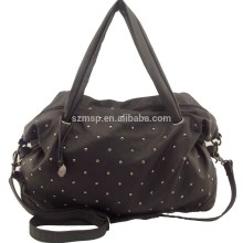 Black PU ladies rivet big tote bag