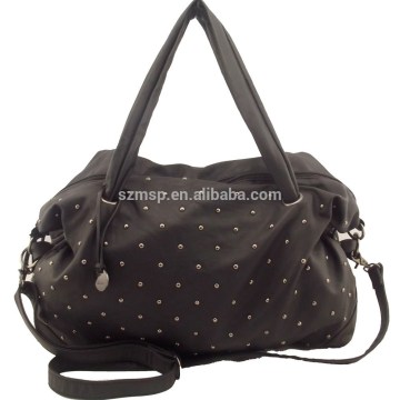 Black PU ladies rivet big tote bag