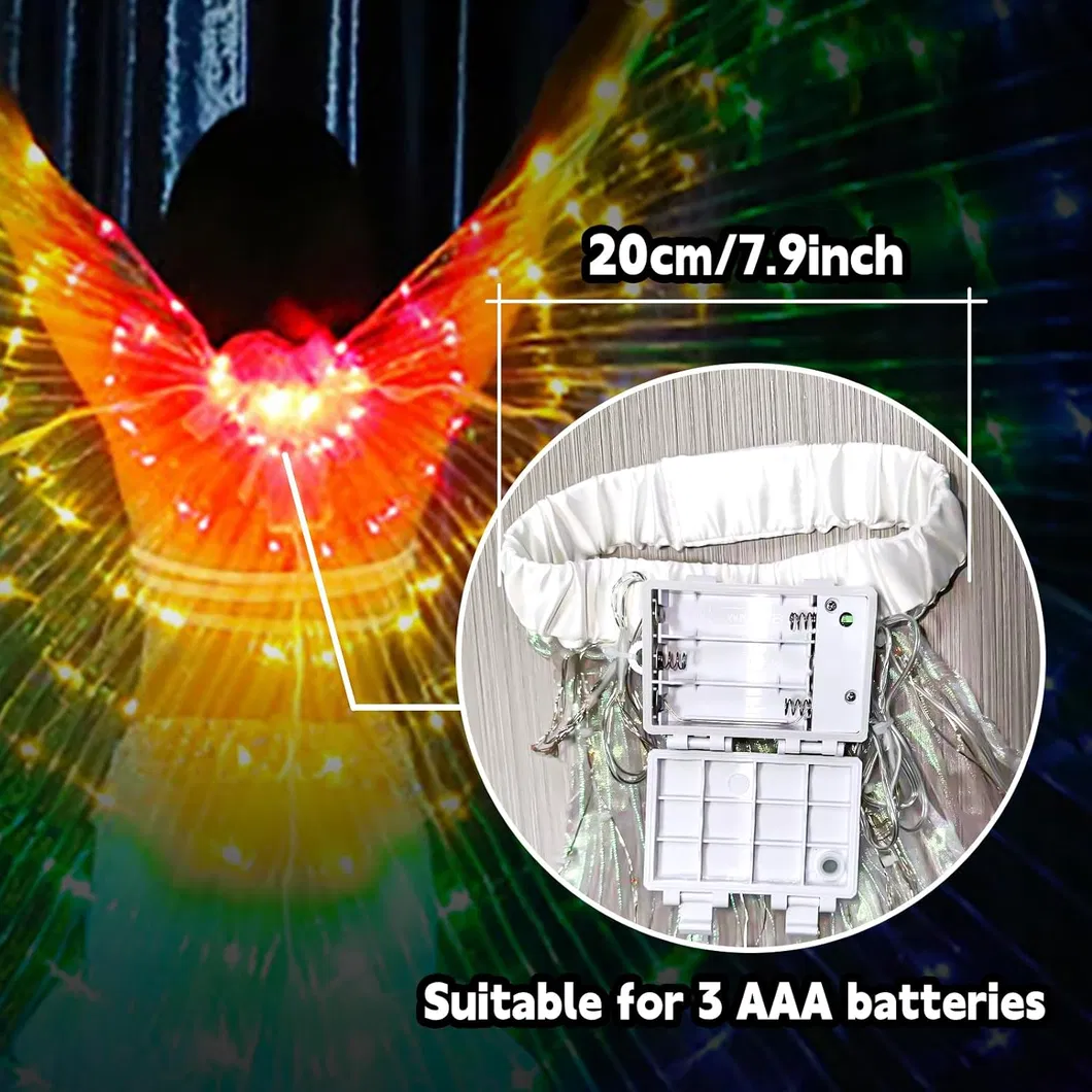 Light up LED Isis Wings Belly Dance Carnival Rave Costumes Outfitsfor Women Adults for Christmas Halloween Party